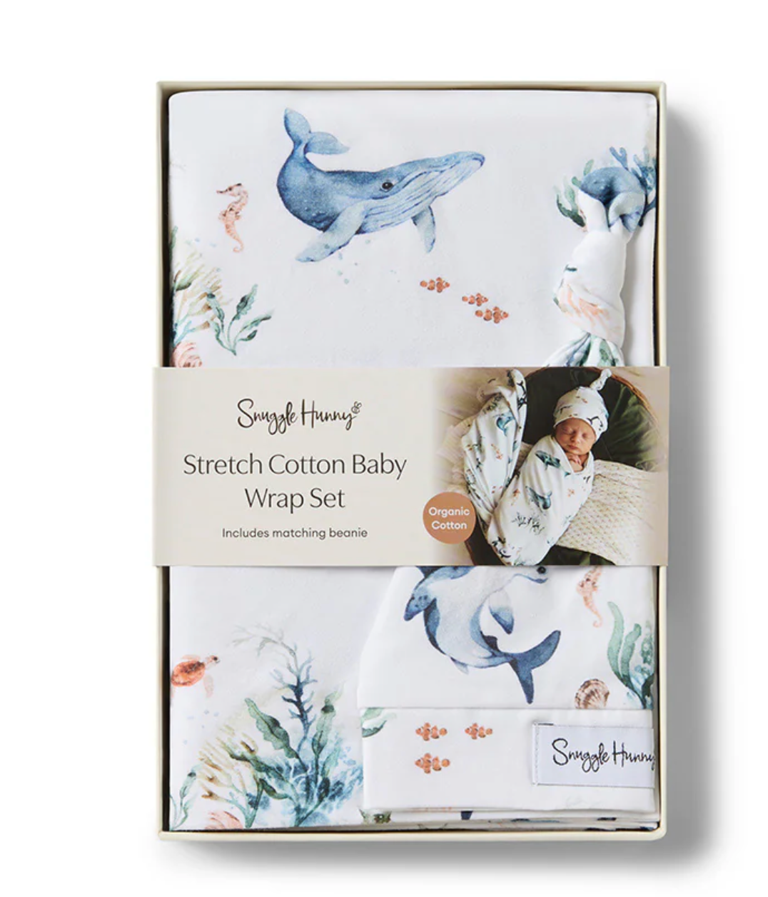 Ocean Organic Jersey Wrap & Beanie Set