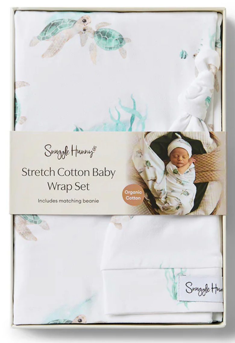 Turtle Organic Jersey Wrap & Beanie Set
