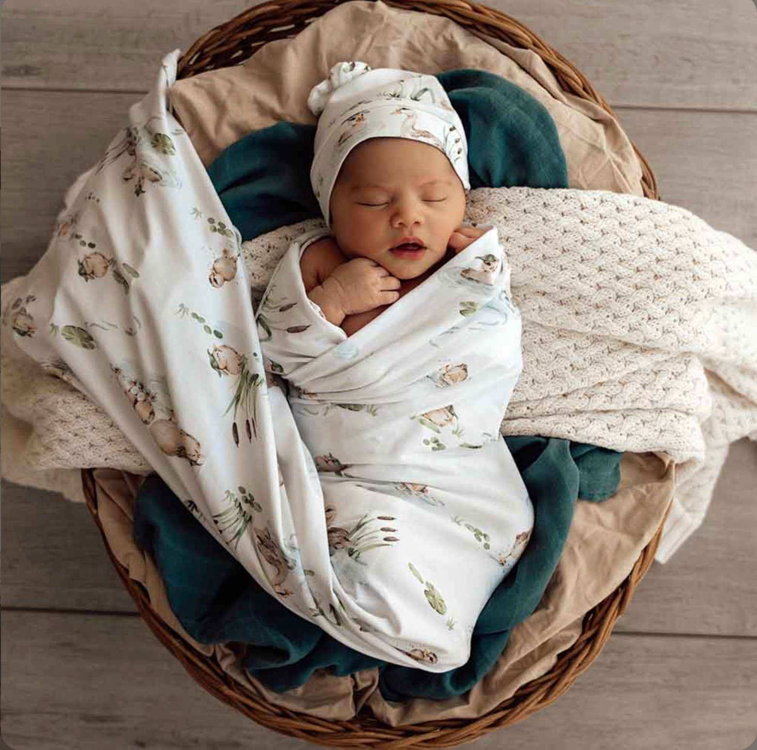 Duck Pond Organic Jersey Wrap & Beanie Set