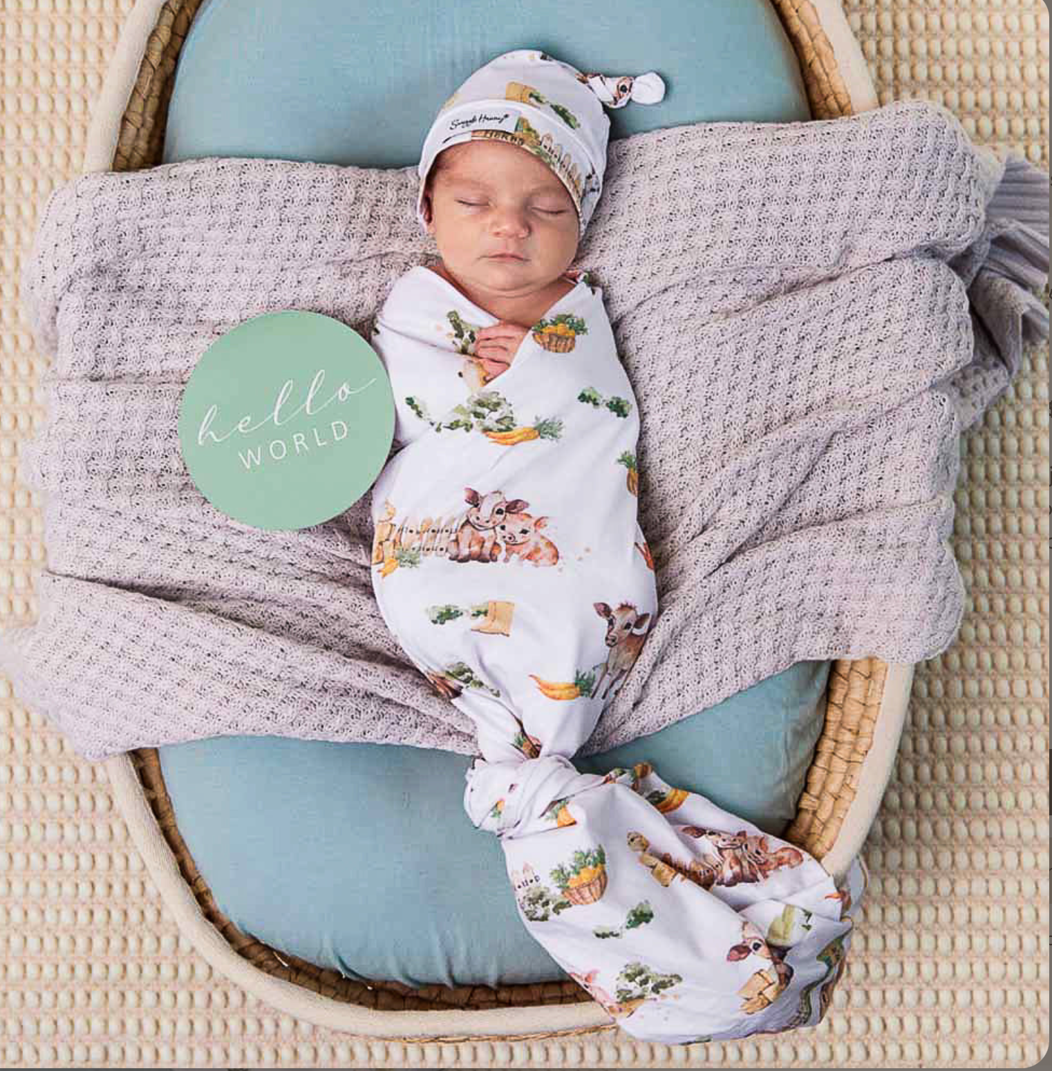 Farm Organic Snuggle Swaddle & Beanie Set