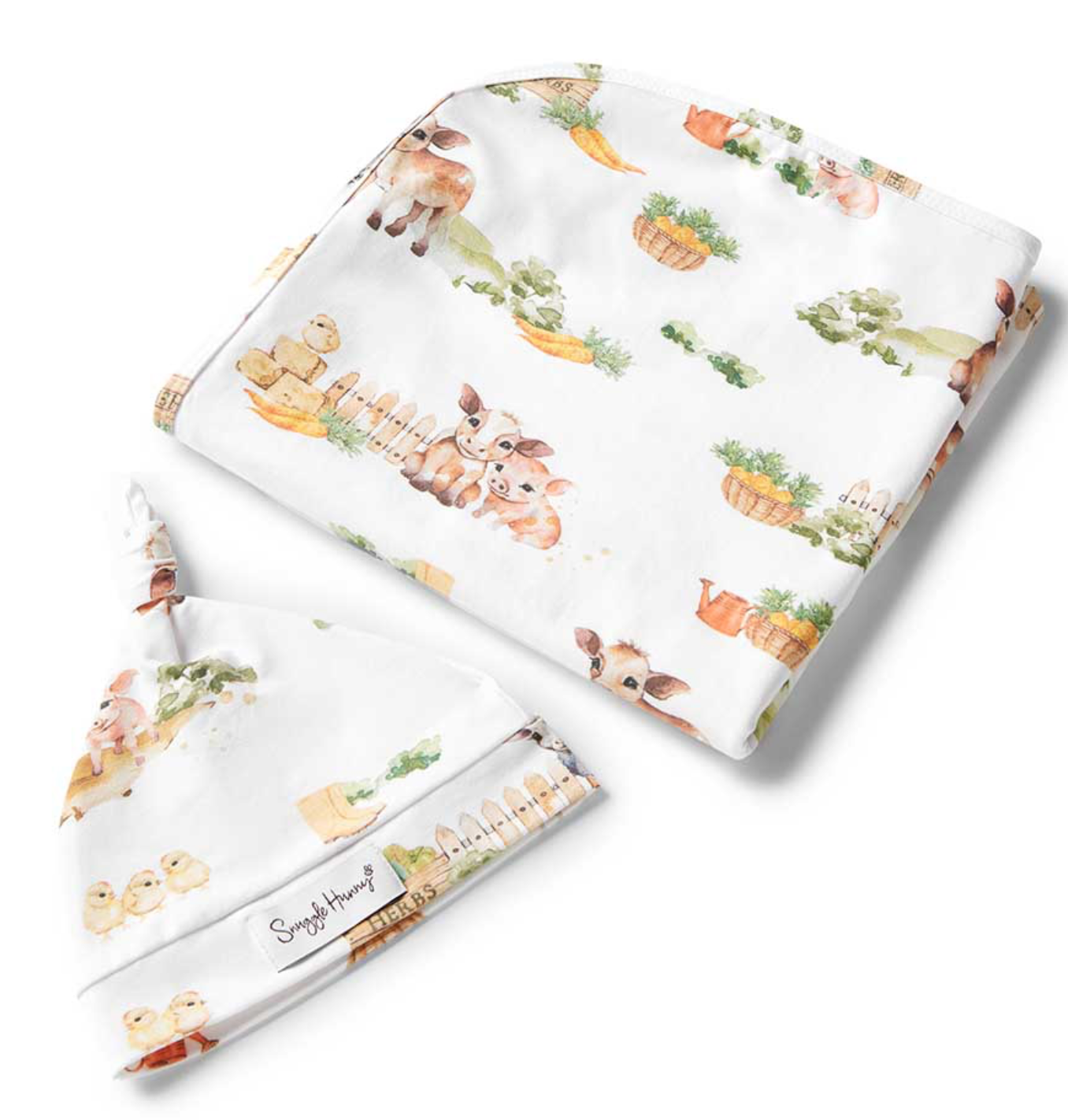 Farm Organic Snuggle Swaddle & Beanie Set