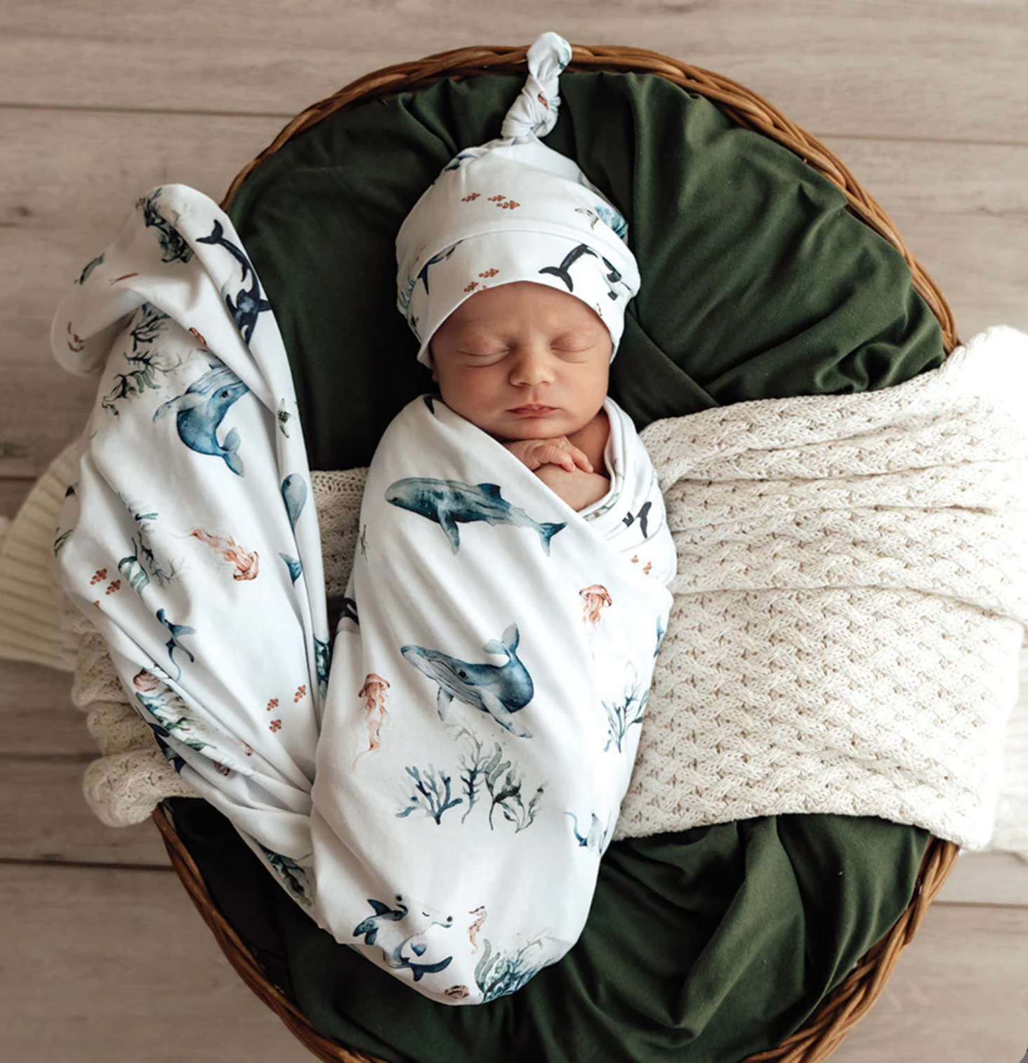 Ocean Organic Jersey Wrap & Beanie Set