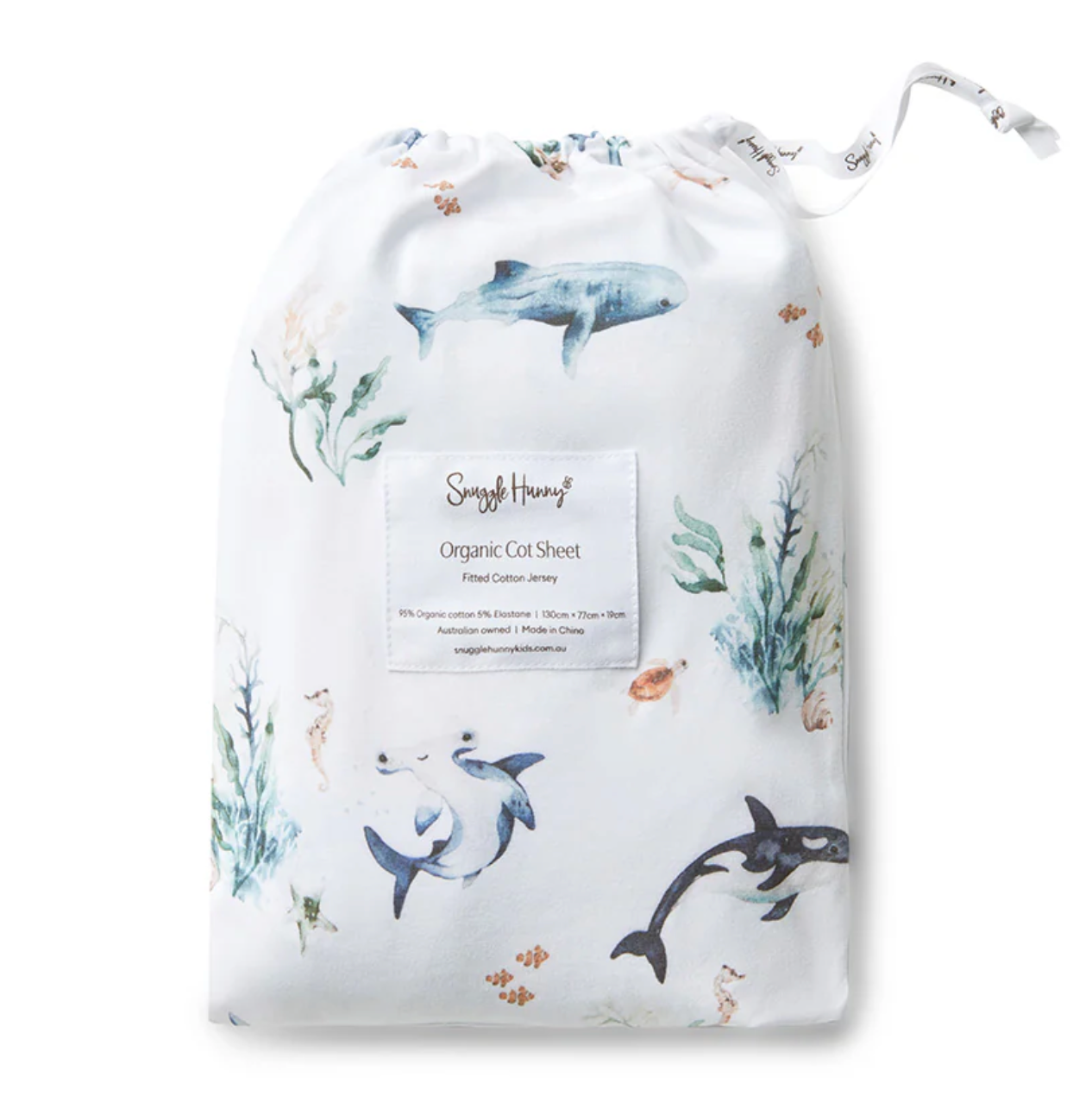 Ocean Organic Fitted Cot Sheet