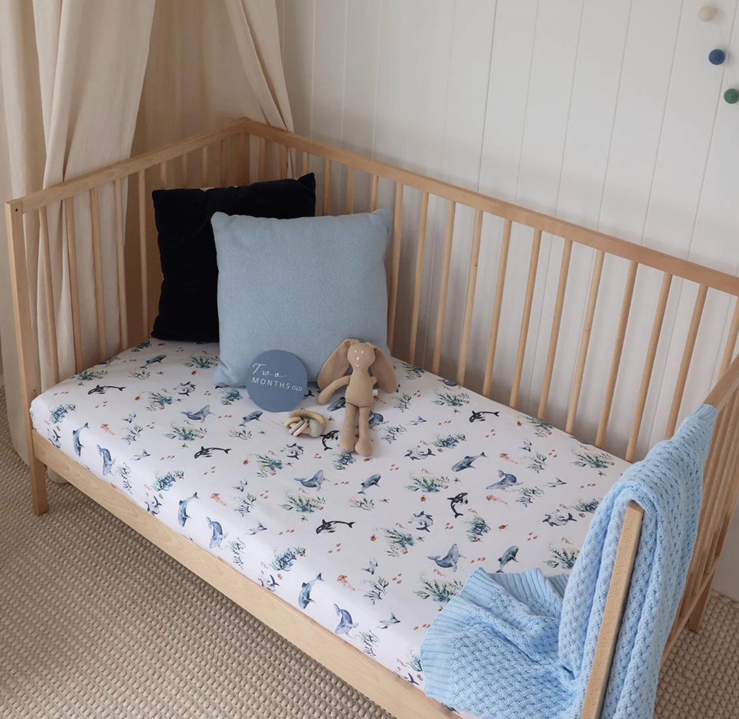 Ocean Organic Fitted Cot Sheet