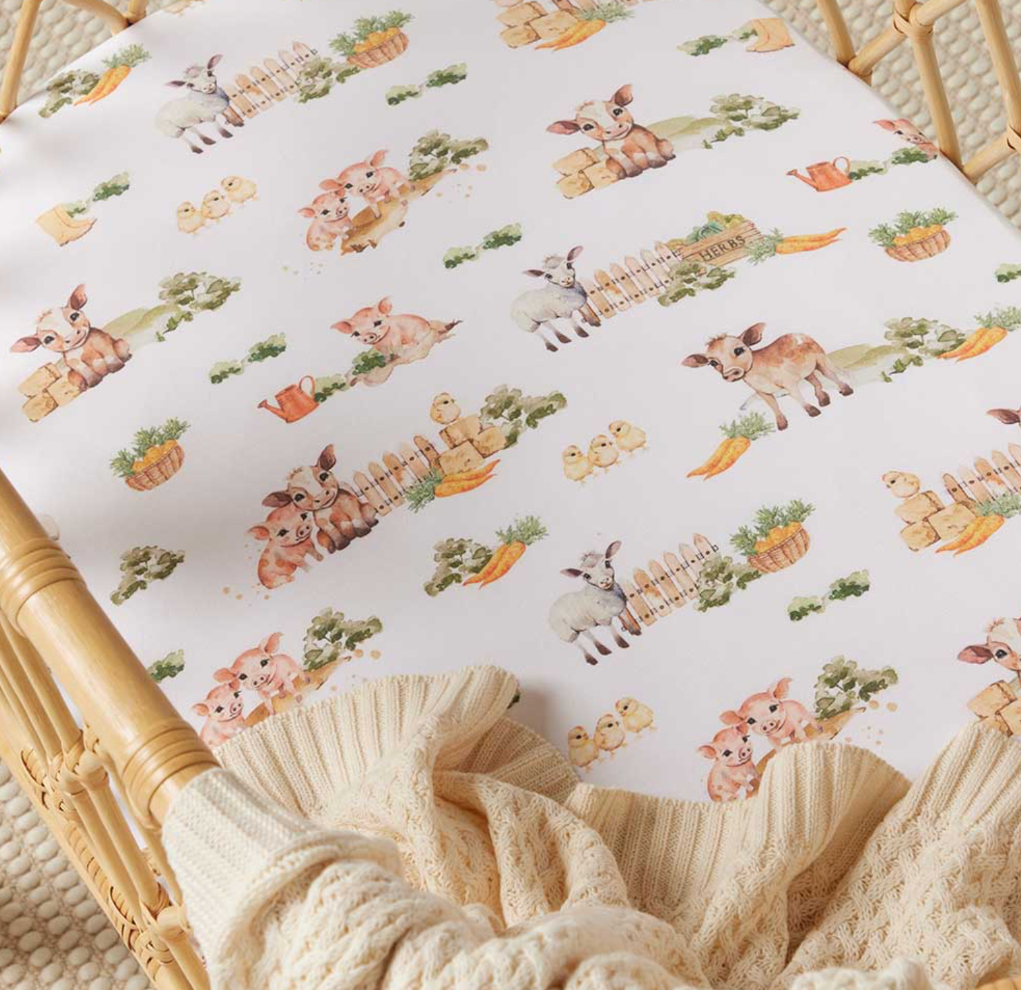 Farm Organic Bassinet Sheet / Change Pad Cover