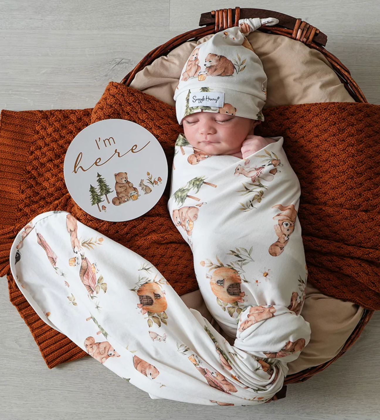 Bears Organic Jersey Wrap & Beanie Set