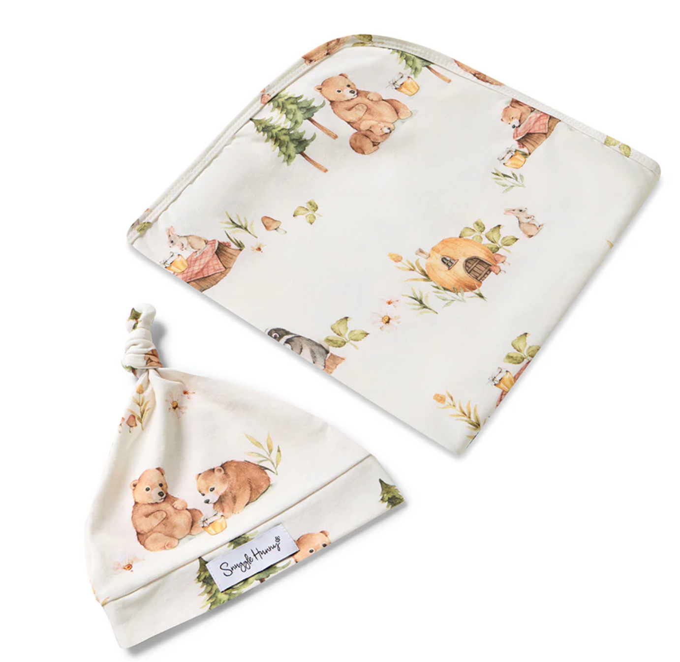 Bears Organic Jersey Wrap & Beanie Set