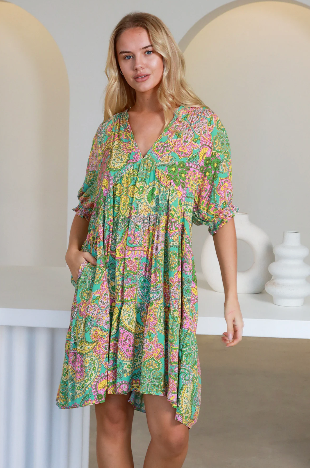 Allie 1/2 Sleeves Mini Dress